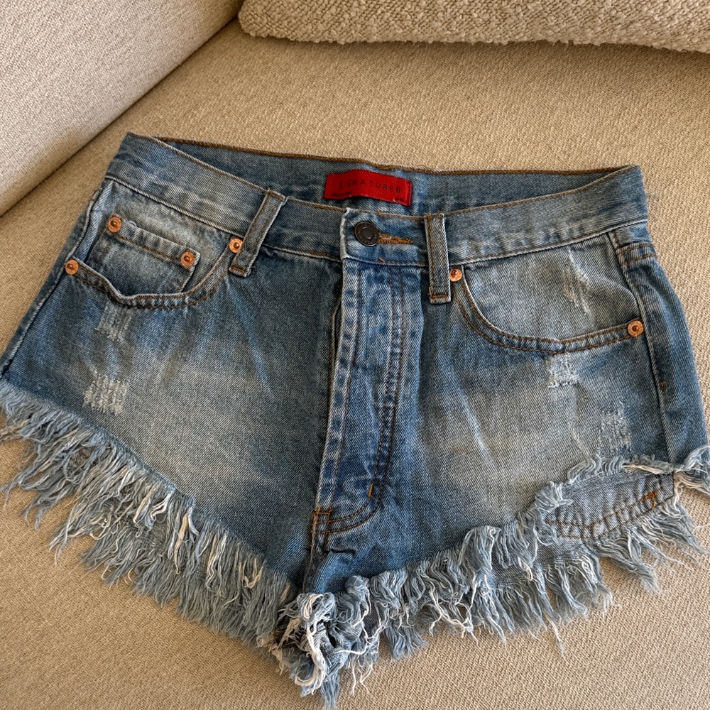 Denim Frayed Hem Women Cheeky Shorts